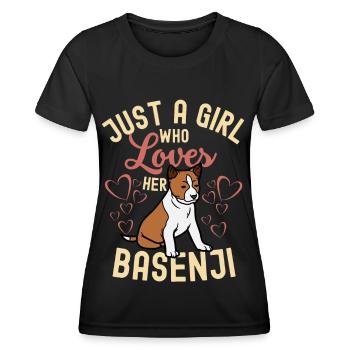 Süßer Basenji Welpe Liebhaber Kawaii - Frauen Funktions-T-Shirt - Schwarz - Vorne - AI Model Female 172 light (172cm)
