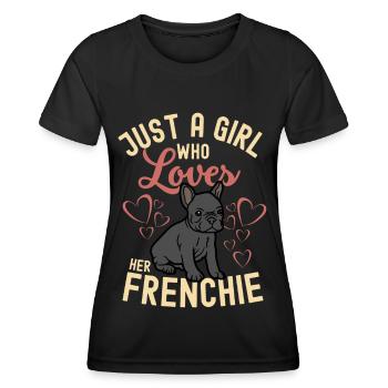 Süße Französische Bulldogge Liebhaber Kawaii - Frauen Funktions-T-Shirt - Schwarz - Vorne - AI Model Female 172 light (172cm)