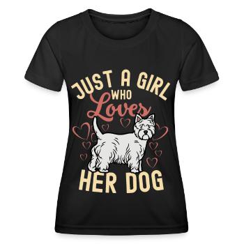 Süßer West Highland White Terrier Kawaii - Frauen Funktions-T-Shirt - Schwarz - Vorne - AI Model Female 172 light (172cm)
