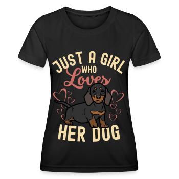 Süßer Dackel Liebhaber Kawaii - Frauen Funktions-T-Shirt - Schwarz - Vorne - AI Model Female 172 light (172cm)