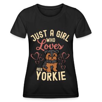 Süßer Yorkshire Terrier Liebhaber Kawaii - Frauen Funktions-T-Shirt - Schwarz - Vorne - AI Model Female 172 light (172cm)