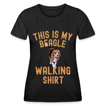 Beagle Hiking Saying for Beagle Lovers - Women's Functional T-Shirt - black - Front - AI Model Female 172 light (172cm)