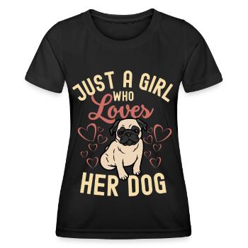Süßer Mops Liebhaber Kawaii - Frauen Funktions-T-Shirt - Schwarz - Vorne - AI Model Female 172 light (172cm)