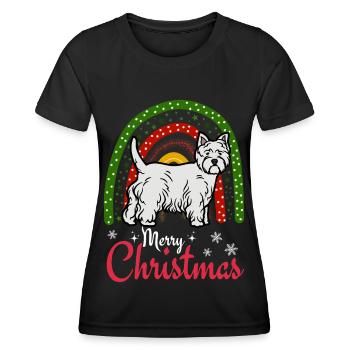 West Highland White Terrier Kawaii Bonbons de Noël - T-shirt sport Femme - noir - Devant - AI Model Female 172 light (172cm)