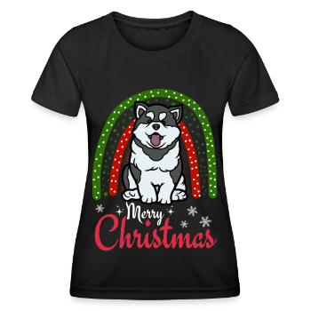 Christmas Sweet Husky Lover Kawaii - Women's Functional T-Shirt - black - Front - AI Model Female 172 light (172cm)