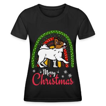 Süßer Papillon Hund Liebhaber Kawaii Weihnachten - Frauen Funktions-T-Shirt - Schwarz - Vorne - AI Model Female 172 light (172cm)