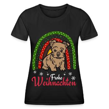 Süßer Silky Terrier Welpe Kawaii Weihnachten - Frauen Funktions-T-Shirt - Schwarz - Vorne - AI Model Female 172 light (172cm)
