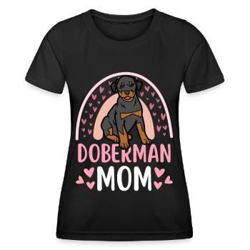 Süßer Dobermann Hund Liebhaber Kawaii - Frauen Funktions-T-Shirt - Schwarz - Vorne - AI Model Female 172 light (172cm)