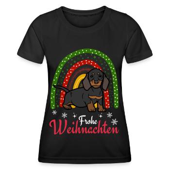Cute Dachshund Christmas Puppy Kawaii - Women's Functional T-Shirt - black - Front - AI Model Female 172 light (172cm)