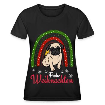 Weihnachten Süßer Mops Liebhaber Kawaii - Frauen Funktions-T-Shirt - Schwarz - Vorne - AI Model Female 172 light (172cm)