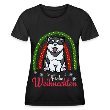 Christmas Sweet Husky Lover Kawaii - Women's Functional T-Shirt - black - Front - AI Model Female 172 light (172cm)