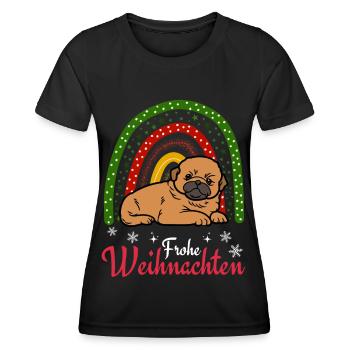 Süßer Pekinese Welpe Weihnachten Kawaii - Frauen Funktions-T-Shirt - Schwarz - Vorne - AI Model Female 172 light (172cm)