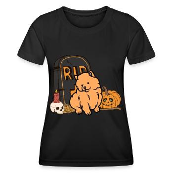 Cute Dwarf Spitz Halloween Costume Dog - Women's Functional T-Shirt - black - Front - AI Model Female 172 light (172cm)