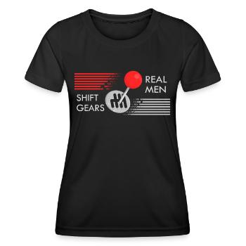 Real men shift gears - Women's Functional T-Shirt - black - Front - AI Model Female 172 light (172cm)