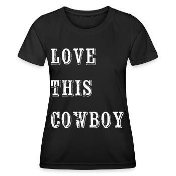 Cowboy, Valentinstag, Partnerlook, passendes Paar - Frauen Funktions-T-Shirt - Schwarz - Vorne - AI Model Female 172 light (172cm)