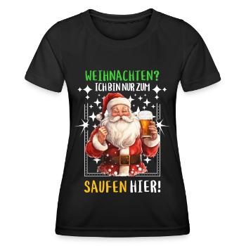 Weihnachtsmann Bier Saufen Alkohol Weihnachten - Frauen Funktions-T-Shirt - Schwarz - Vorne - AI Model Female 172 light (172cm)