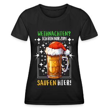 Weihnachten Bier Saufen Alkohol Prost Lustig Humor - Frauen Funktions-T-Shirt - Schwarz - Vorne - AI Model Female 172 light (172cm)