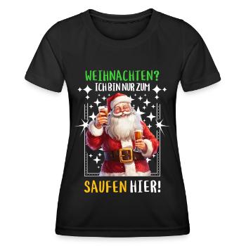 Weihnachtsmann Bier Saufen Alkohol Weihnachten - Frauen Funktions-T-Shirt - Schwarz - Vorne - AI Model Female 172 light (172cm)