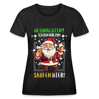 Weihnachtsmann Bier Saufen Alkohol Weihnachten - Frauen Funktions-T-Shirt - Schwarz - Vorne - AI Model Female 172 light (172cm)