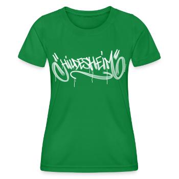 Hildesheim Graffiti Tag Design - Women's Functional T-Shirt - kelly green - Front - AI Model Female 172 dark (172cm)