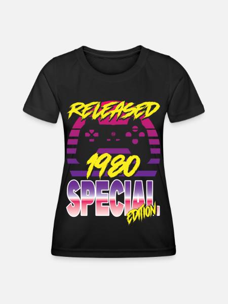Released 1980 - Frauen Funktions-T-Shirt - Schwarz