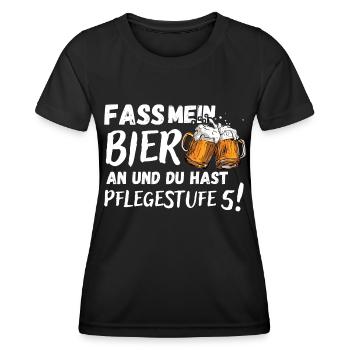 Fass mein Bier an und du hast Pflegestufe 5! Sauf - Frauen Funktions-T-Shirt - Schwarz - Vorne - AI Model Female 172 light (172cm)
