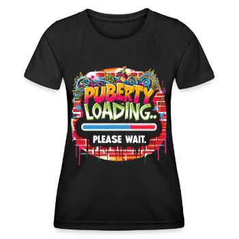 Puberty loading... please wait - Women's Functional T-Shirt - black - Front - AI Model Female 172 light (172cm)