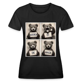 Teddybär – Kuscheln ist die Magie - Frauen Funktions-T-Shirt - Schwarz - Vorne - AI Model Female 172 light (172cm)