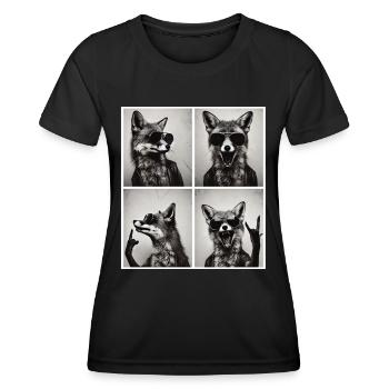 Renard à bascule avec lunettes de soleil – Cool & Wild - T-shirt sport Femme - noir - Devant - AI Model Female 172 light (172cm)