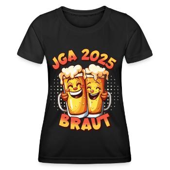JGA 2025 Braut Bier Alkohol Saufen Party Lustig - Frauen Funktions-T-Shirt - Schwarz - Vorne - AI Model Female 172 light (172cm)
