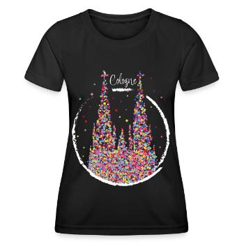 Kölner Dom Karneval Fasching Konfetti Geschenk - Frauen Funktions-T-Shirt - Schwarz - Vorne - AI Model Female 172 light (172cm)