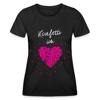 Konfetti im Herzen Fasching Karneval Konfetti - Frauen Funktions-T-Shirt - Schwarz - Vorne - AI Model Female 172 light (172cm)