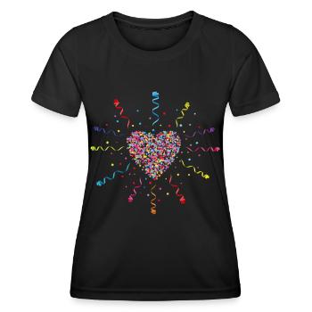 Konfetti im Herzen Fasching Karneval - Frauen Funktions-T-Shirt - Schwarz - Vorne - AI Model Female 172 light (172cm)