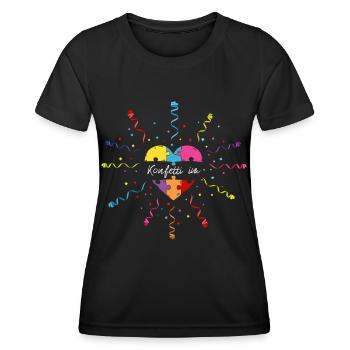 Konfetti im Herzen Karneval Konfetti - Frauen Funktions-T-Shirt - Schwarz - Vorne - AI Model Female 172 light (172cm)