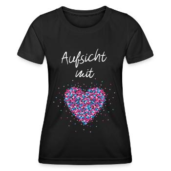 Aufsicht mit Herz Bademeister Freibad - Frauen Funktions-T-Shirt - Schwarz - Vorne - AI Model Female 172 light (172cm)
