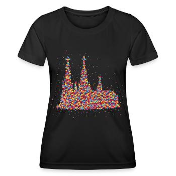 Köln Kölner Dom Karneval Konfetti - Frauen Funktions-T-Shirt - Schwarz - Vorne - AI Model Female 172 light (172cm)