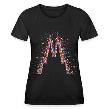 Kölner Dom Köln Karneval Konfetti Herzen - Frauen Funktions-T-Shirt - Schwarz - Vorne - AI Model Female 172 light (172cm)