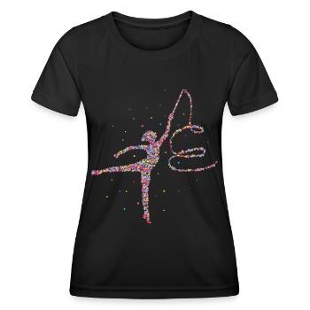 Rhytmische Sportgymnastik Bodenturnen - Frauen Funktions-T-Shirt - Schwarz - Vorne - AI Model Female 172 light (172cm)