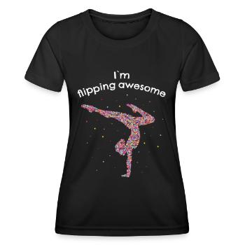 Flipping Awesome Turnen Bodenturnen - Frauen Funktions-T-Shirt - Schwarz - Vorne - AI Model Female 172 light (172cm)