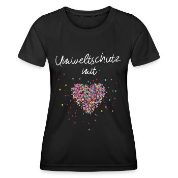Umweltschutz Mit Herz Klimawandel Klima - Frauen Funktions-T-Shirt - Schwarz - Vorne - AI Model Female 172 light (172cm)