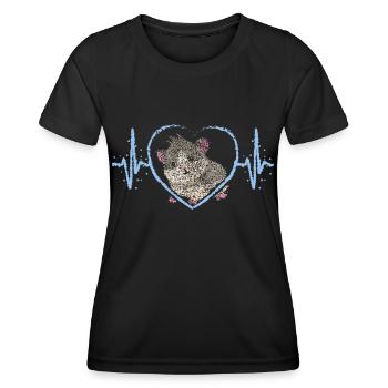 Cochon d’Inde Heartbeat Cochon d’Inde - T-shirt sport Femme - noir - Devant - AI Model Female 172 light (172cm)