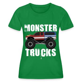 Monster Truck Big Tire Child Love I Gift - Women's Functional T-Shirt - kelly green - Front - AI Model Female 172 dark (172cm)