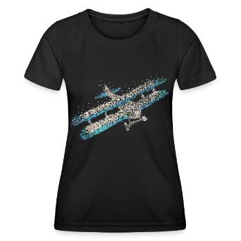 Biplan Avion Modèle De Vol - T-shirt sport Femme - noir - Devant - AI Model Female 172 light (172cm)