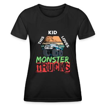 Monster Truck Big Tire Child Love I Gift - Women's Functional T-Shirt - black - Front - AI Model Female 172 light (172cm)