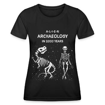 Kilma Umwelt Ausgestorben T-Rex Archäologie Dino - Frauen Funktions-T-Shirt - Schwarz - Vorne - AI Model Female 172 light (172cm)