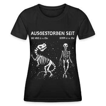 Kilma Umwelt Ausgestorben T-Rex Archäologie Dino - Frauen Funktions-T-Shirt - Schwarz - Vorne - AI Model Female 172 light (172cm)