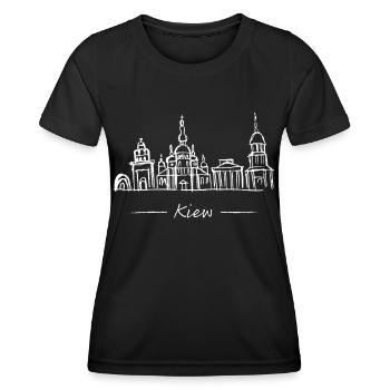 Kiew Skyline Silhouette Städtetrip Ukraine - Frauen Funktions-T-Shirt - Schwarz - Vorne - AI Model Female 172 light (172cm)