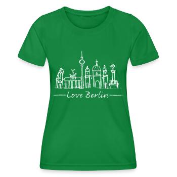 Berlin Skyline Silhouette City Trip Germany. - Women's Functional T-Shirt - kelly green - Front - AI Model Female 172 dark (172cm)