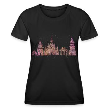 Kiew Skyline Silhouette Städtetrip Ukraine - Frauen Funktions-T-Shirt - Schwarz - Vorne - AI Model Female 172 light (172cm)