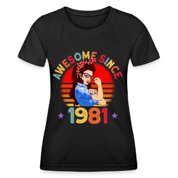 Awesome since 1981 Frauen 41. Geburtstag Geschenk - Frauen Funktions-T-Shirt - Schwarz - Vorne - AI Model Female 172 light (172cm)